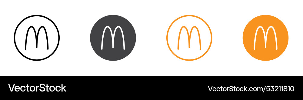 Macdonalds icon flat editable mark set Royalty Free Vector