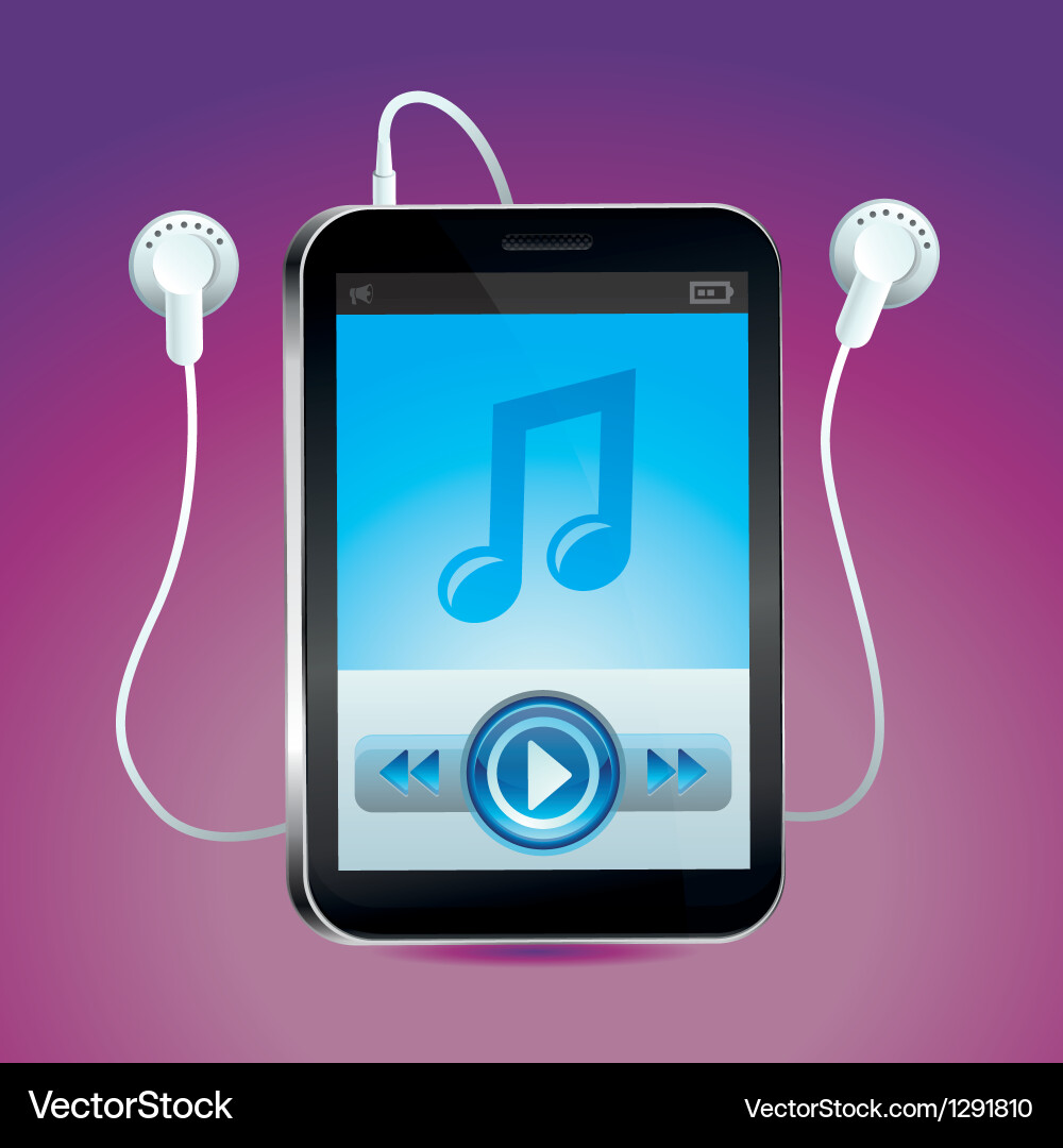 Music player with touchscreen and play button vector image