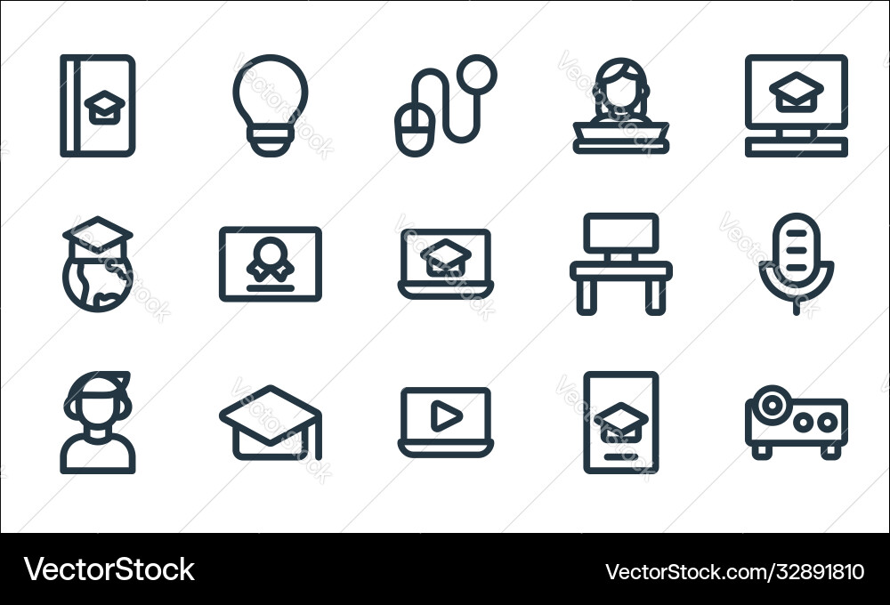 Online learning line icons linear set quality Online learning line icons linear set quality vector image