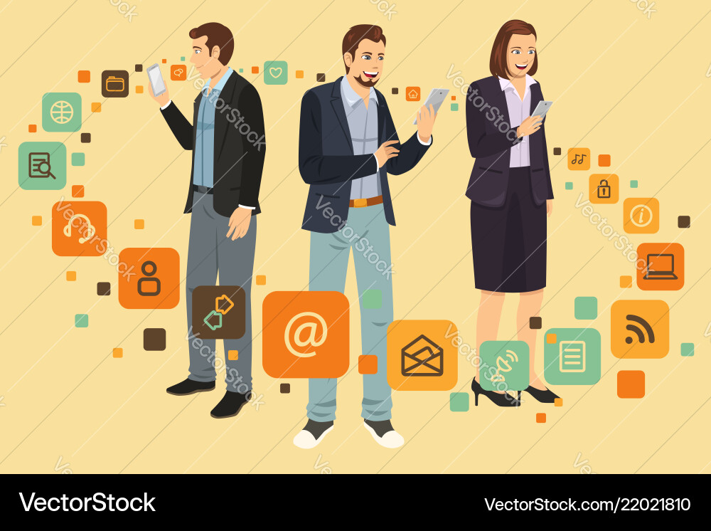 People using device vector image