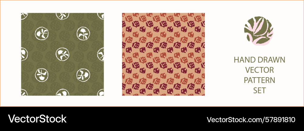 Polka dot blockprint seamless pattern set Polka dot blockprint seamless pattern set vector image