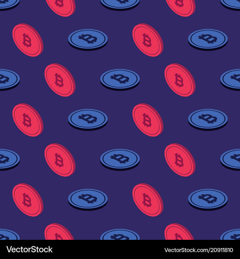 Seamless pattern with realistic bitcoins falling Seamless pattern with realistic bitcoins falling Vector Image