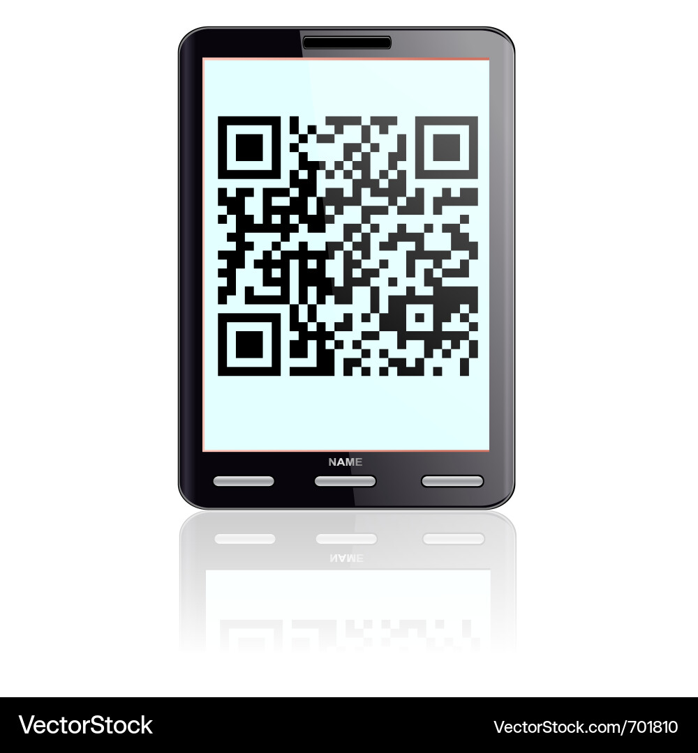 Tablet computer with qr code Vector Image