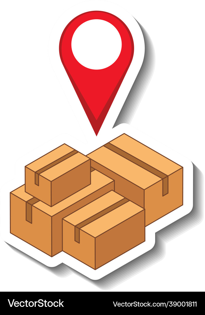 A sticker template with location pin on many boxs Vector Image