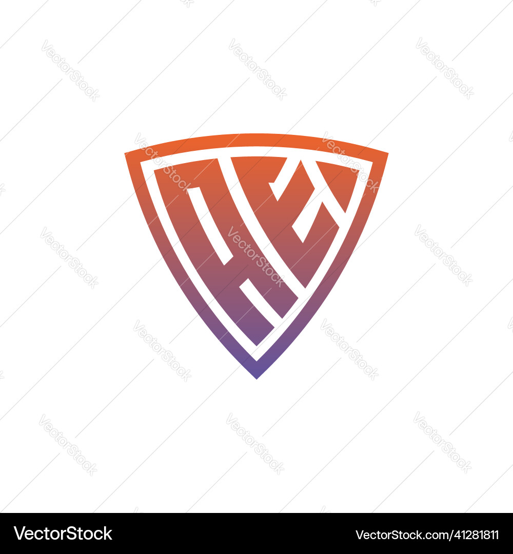 Ae logo shield monogram gradient style design Ae logo shield monogram gradient style design Vector Image