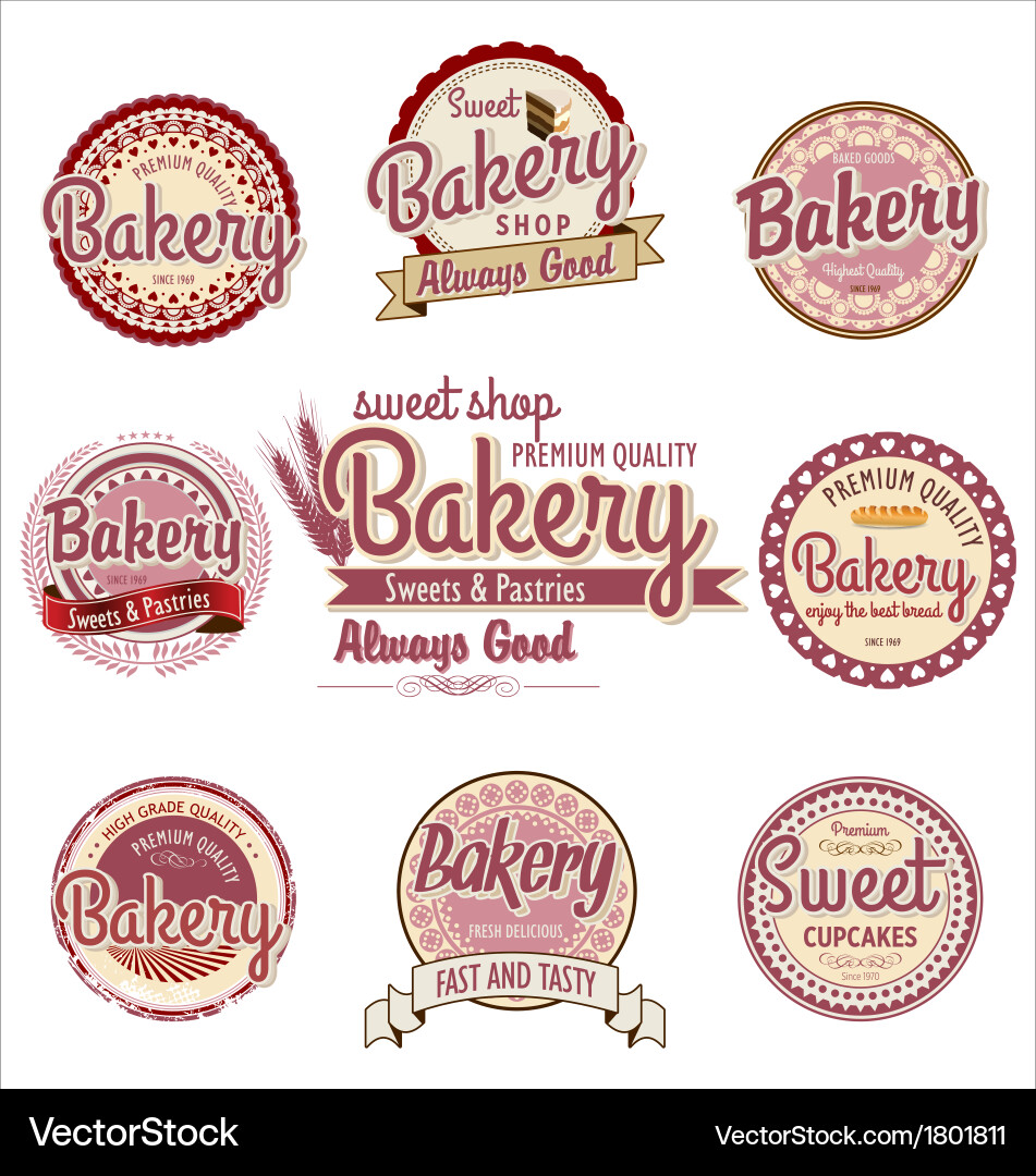 Bakery Badges & Labels Collection Vector Image