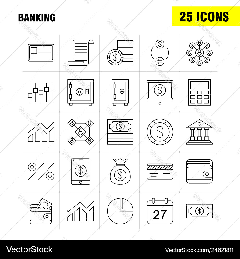 Banking line icon for web print and mobile uxui Banking line icon for web print and mobile uxui vector image