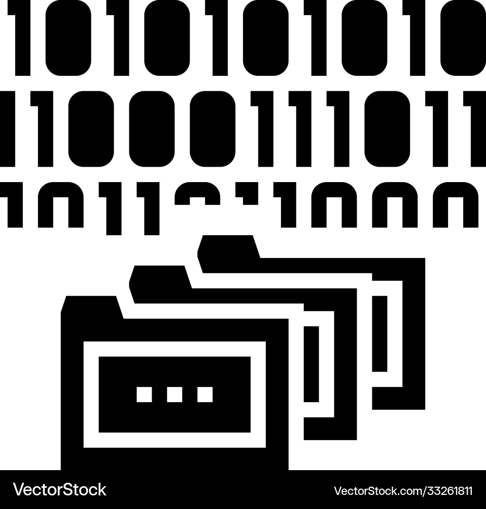 Binary code and folders glyph icon vector image
