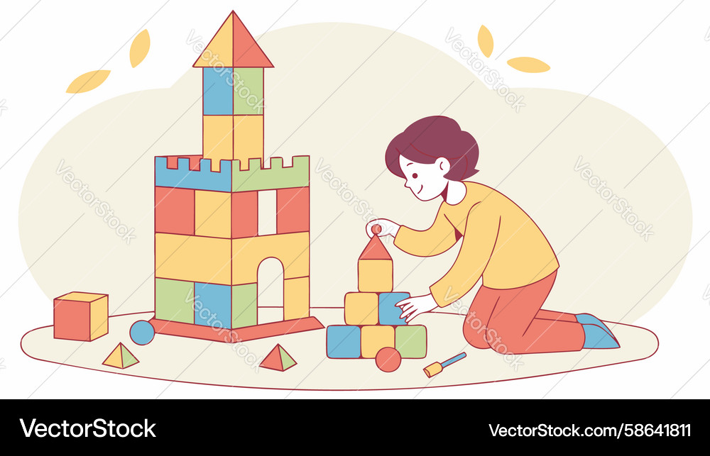 Child Building Blocks Play Vector Image