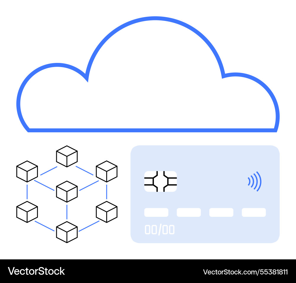 Cloud technology integrating blockchain Cloud technology integrating blockchain vector image