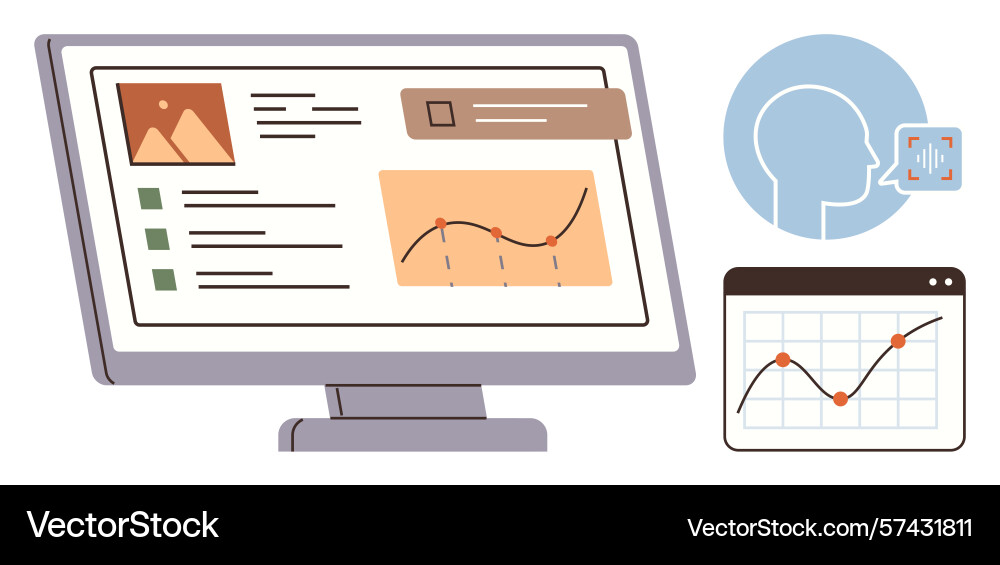 Data analytics dashboard with graphs facial Data analytics dashboard with graphs facial vector image