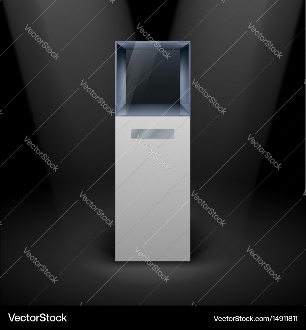 Empty glass showcase in cube form Vector Image