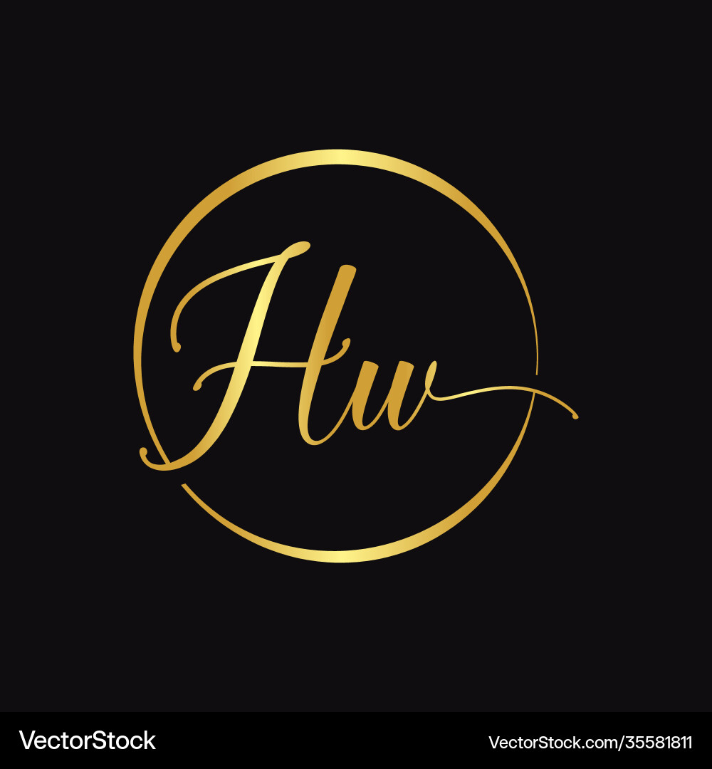 Hw script logo design template initial Hw script logo design template initial Vector Image
