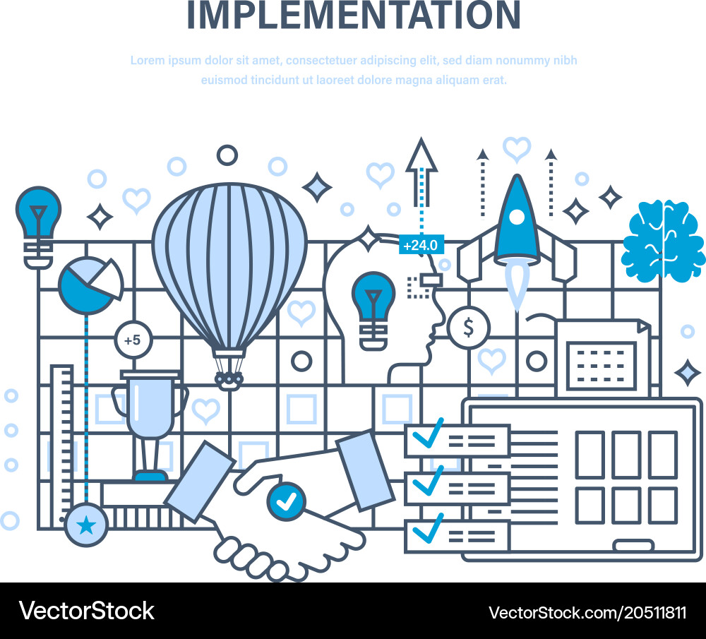 Implementation concept realization of ideas vector image
