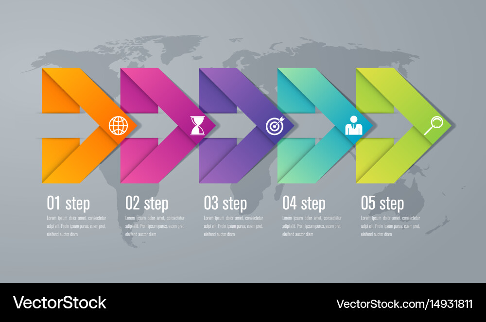 Infographic five step with 3d triangle arrow vector image