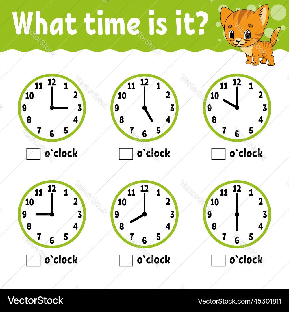 Learning time on the clock educational activity Vector Image