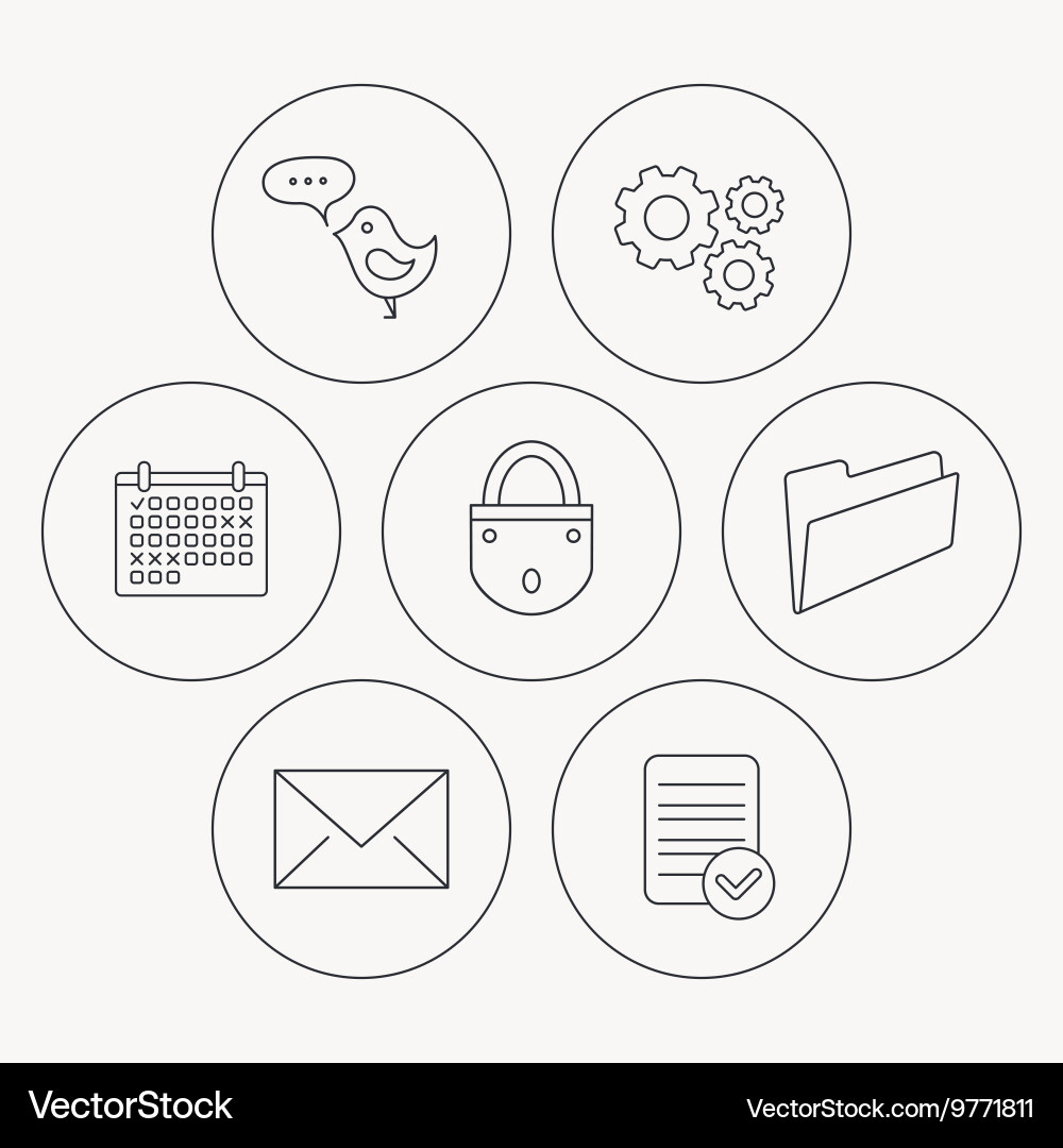 Lock folder hand and e-mail icons vector image