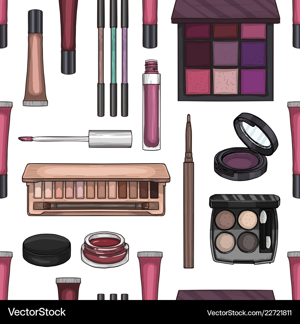 Makeup Color Set Seamless Pattern Vector Image