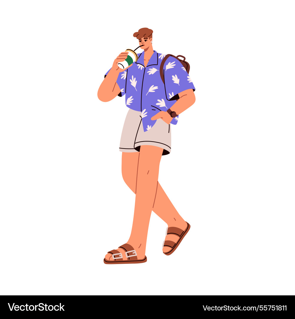 Moderner junger Mann im Sommer Outfit Person Moderner junger Mann im Sommer Outfit Person vektorbild