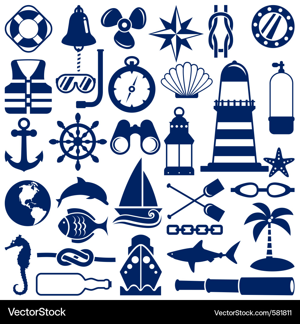 Nautical Icon Set Vector Image
