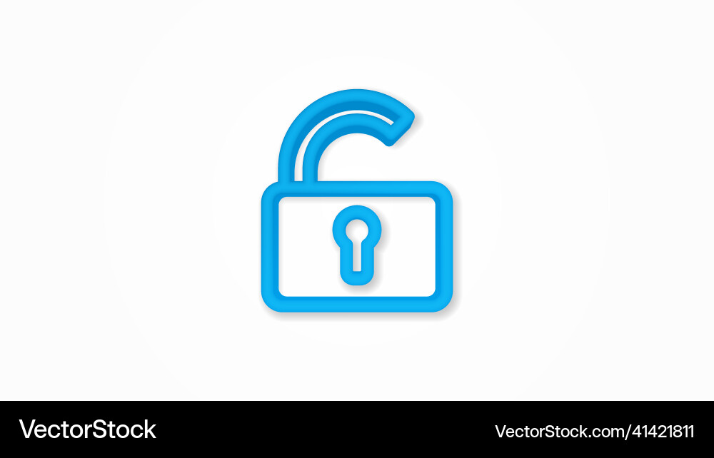 Open lock password access realistic icon 3d Vector Image