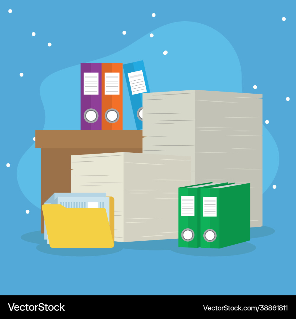 Pile documents and folder vector image