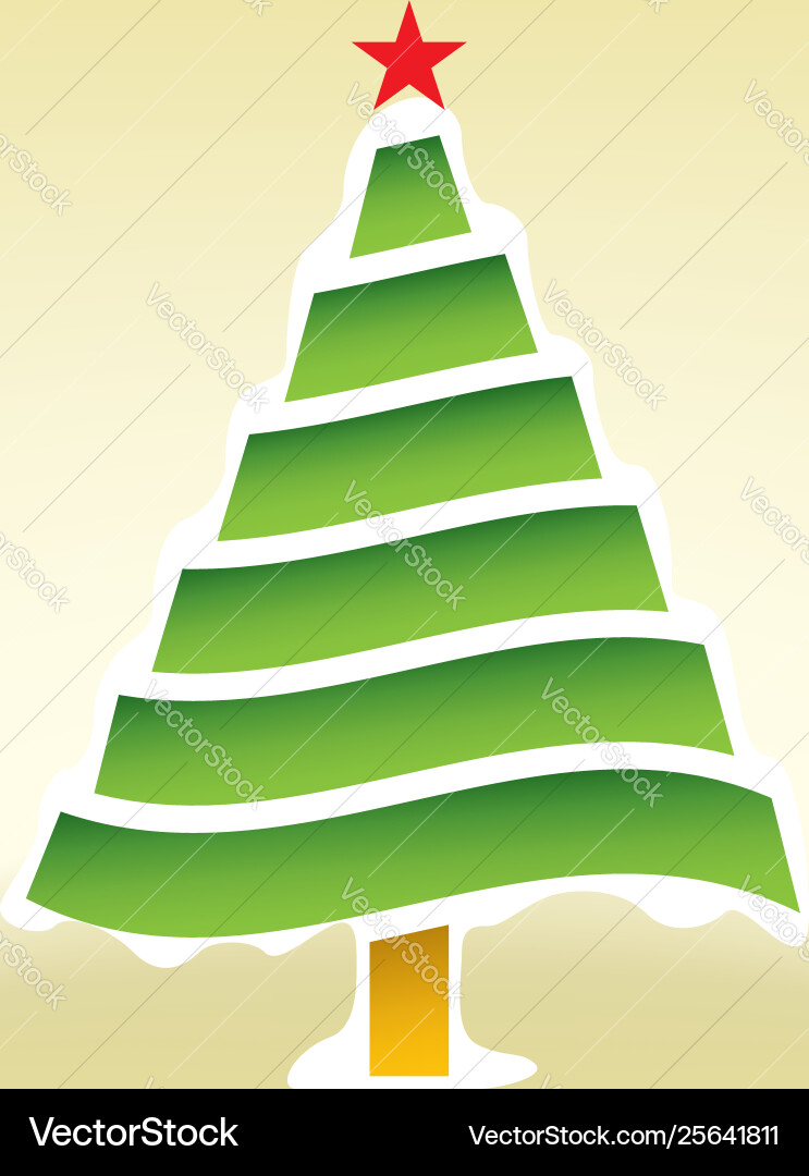 Plain snow frosted tree with red start Vector Image