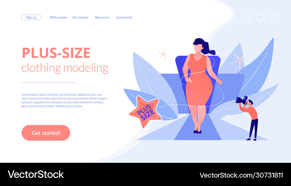 Plus size models concept landing page Plus size models concept landing page Vector Image