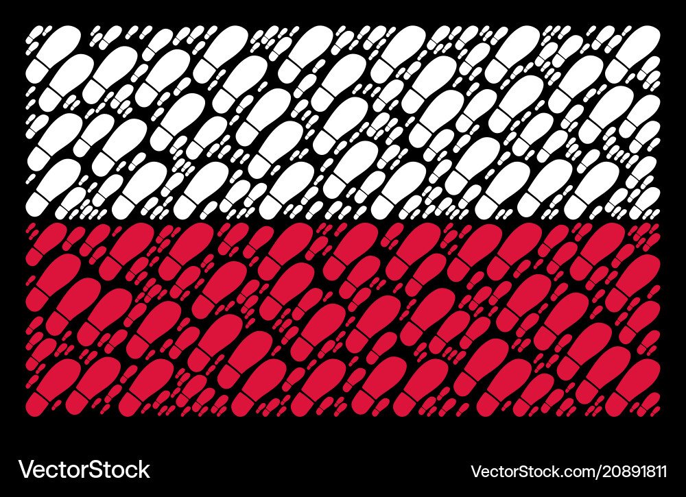 Polish flag pattern of boot footprint items Polish flag pattern of boot footprint items Vector Image