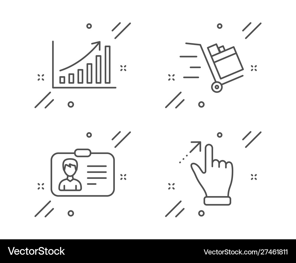 Push cart graph chart and identification card vector image
