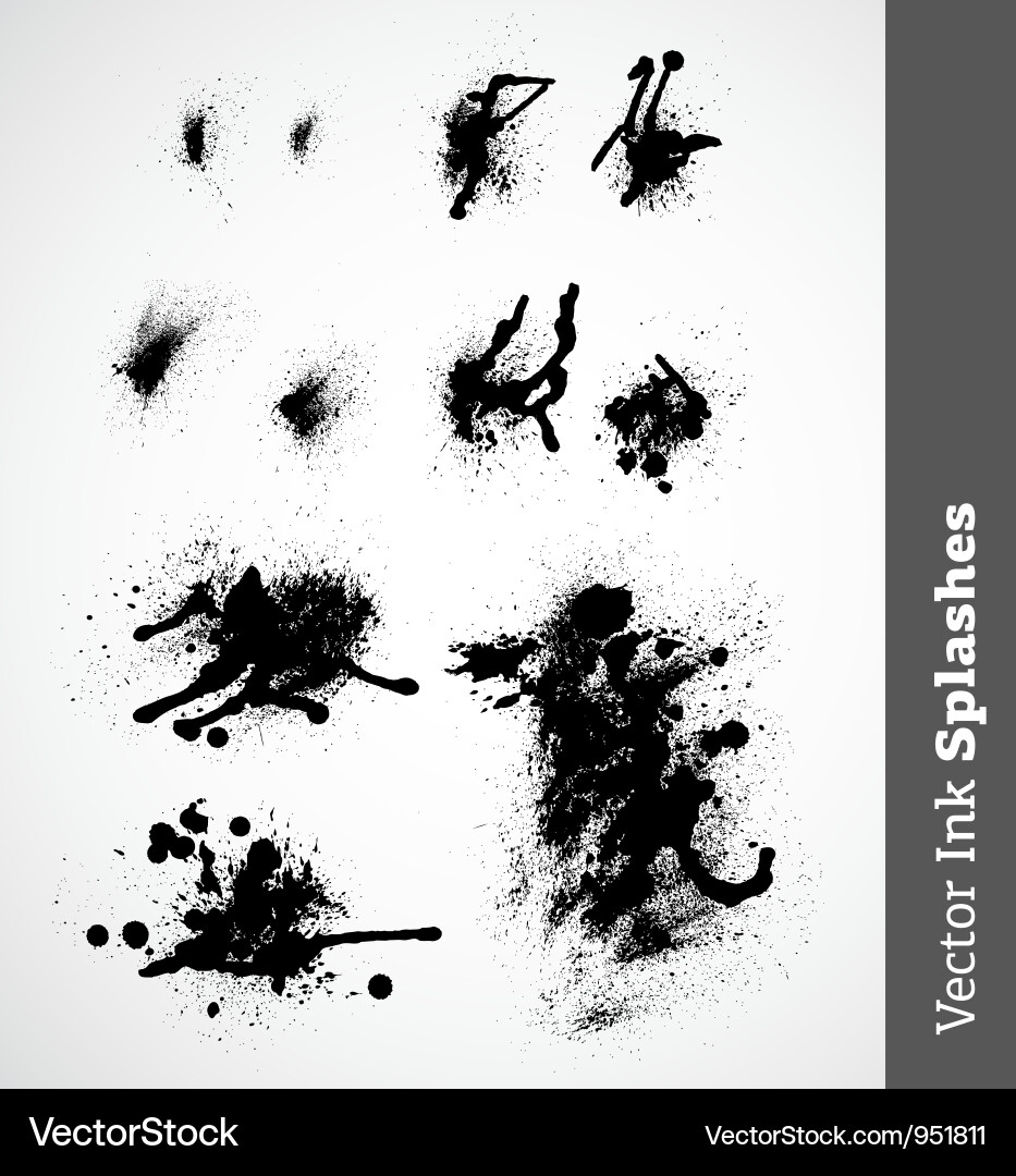 Schwarze Tinte Splatte Set Vektorbild