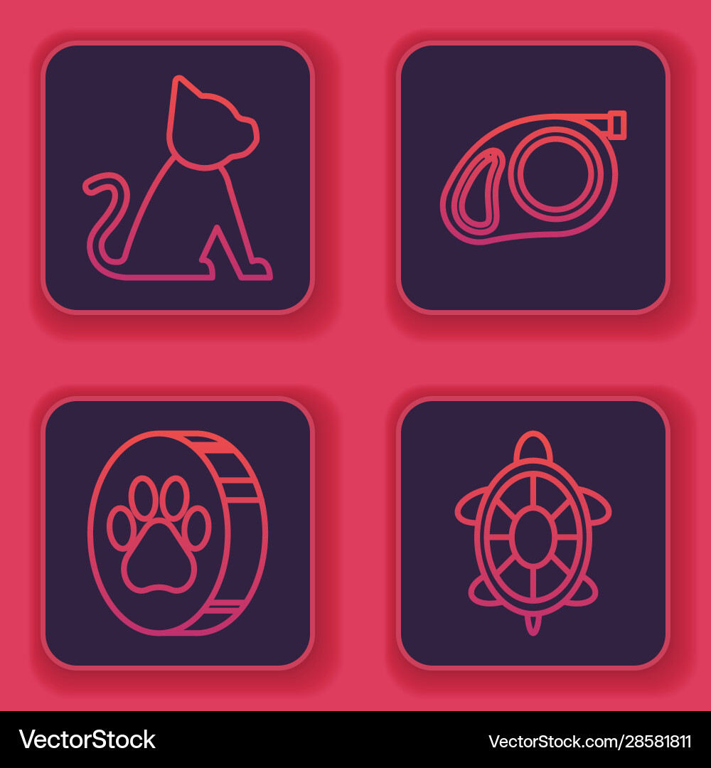 Set line cat paw print retractable cord leash Vector Image