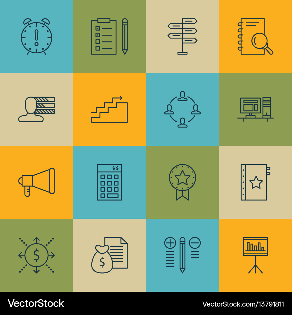 Set of 16 project management icons includes Set of 16 project management icons includes vector image