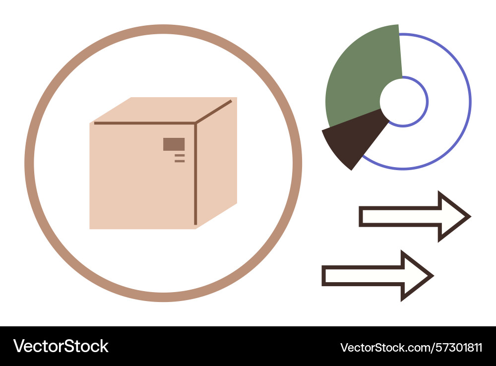 Shipping box with analytics chart and arrows Shipping box with analytics chart and arrows vector image