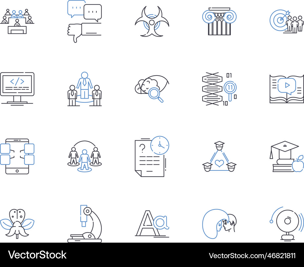 Tutoring learners line icons collection Vector Image