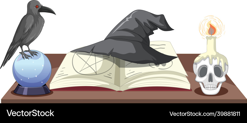 Witch objects on the table Witch objects on the table vector image