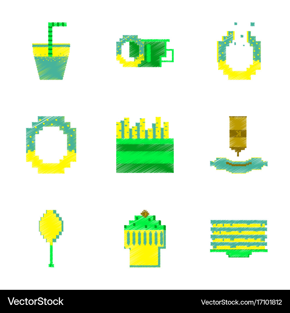 Assembly of flat shading style pixel icon fast Vector Image