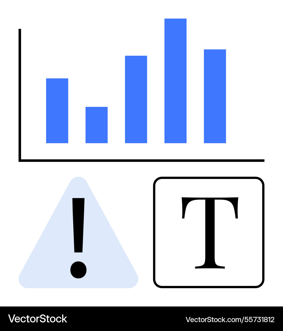 Bar graph with alert warning sign and text symbol Bar graph with alert warning sign and text symbol vector image