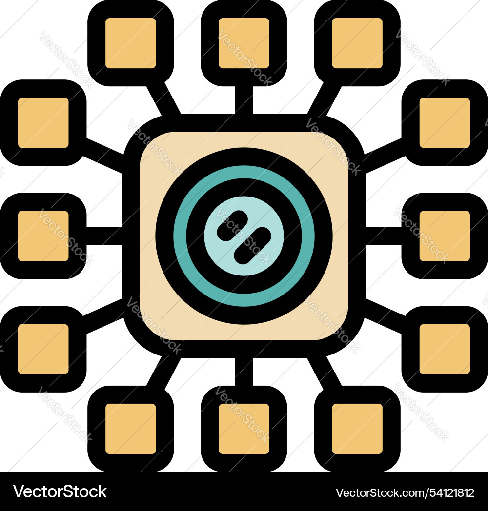 Computer chip spreading data through network Computer chip spreading data through network vector image