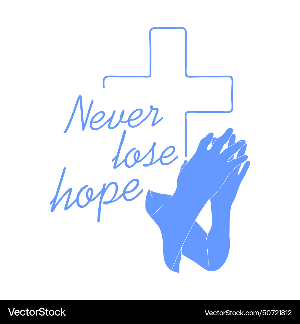 Cross and never less hope text in thin lines style Cross and never less hope text in thin lines style vector image