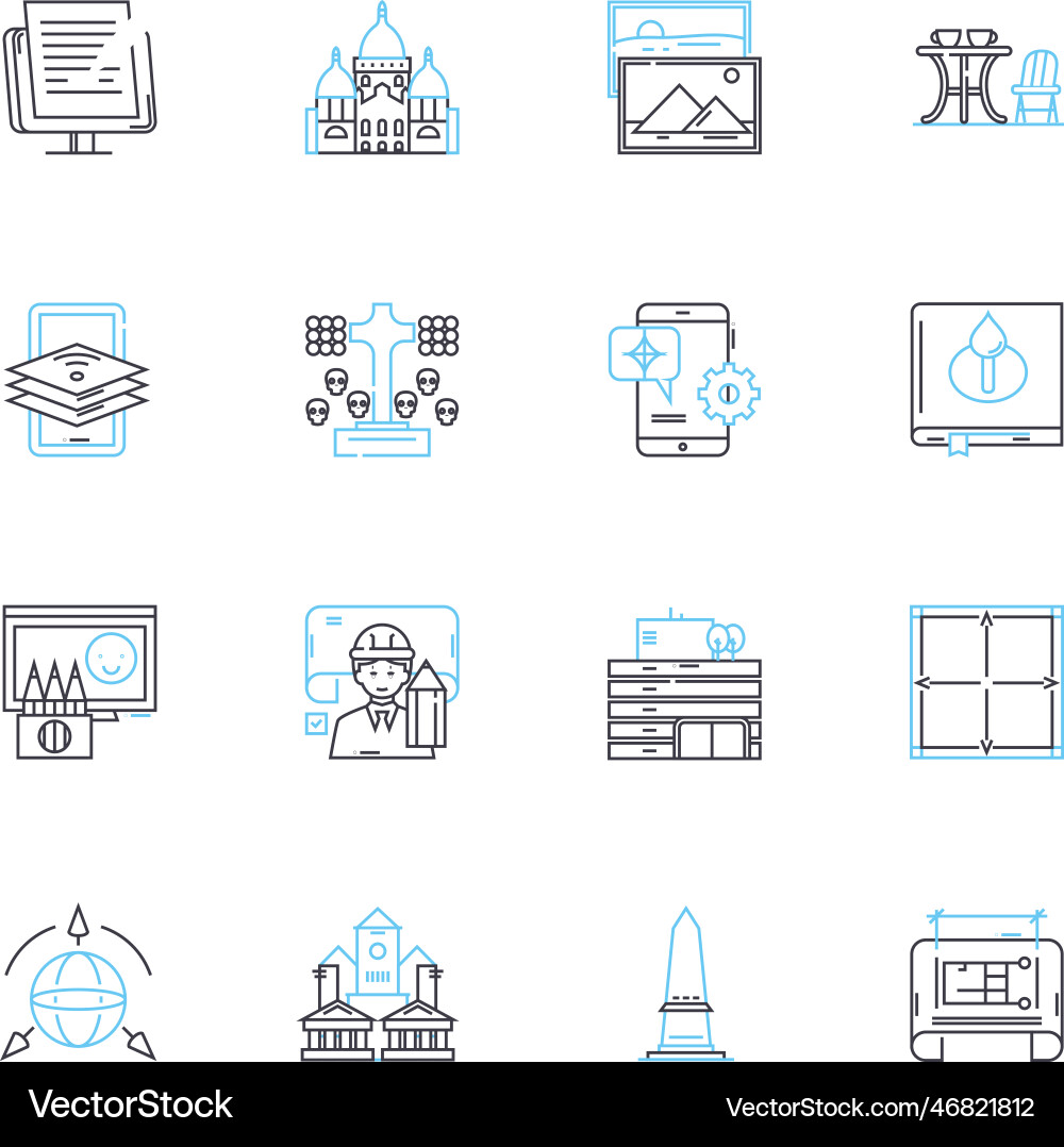 Designing linear icons set sketching Vector Image