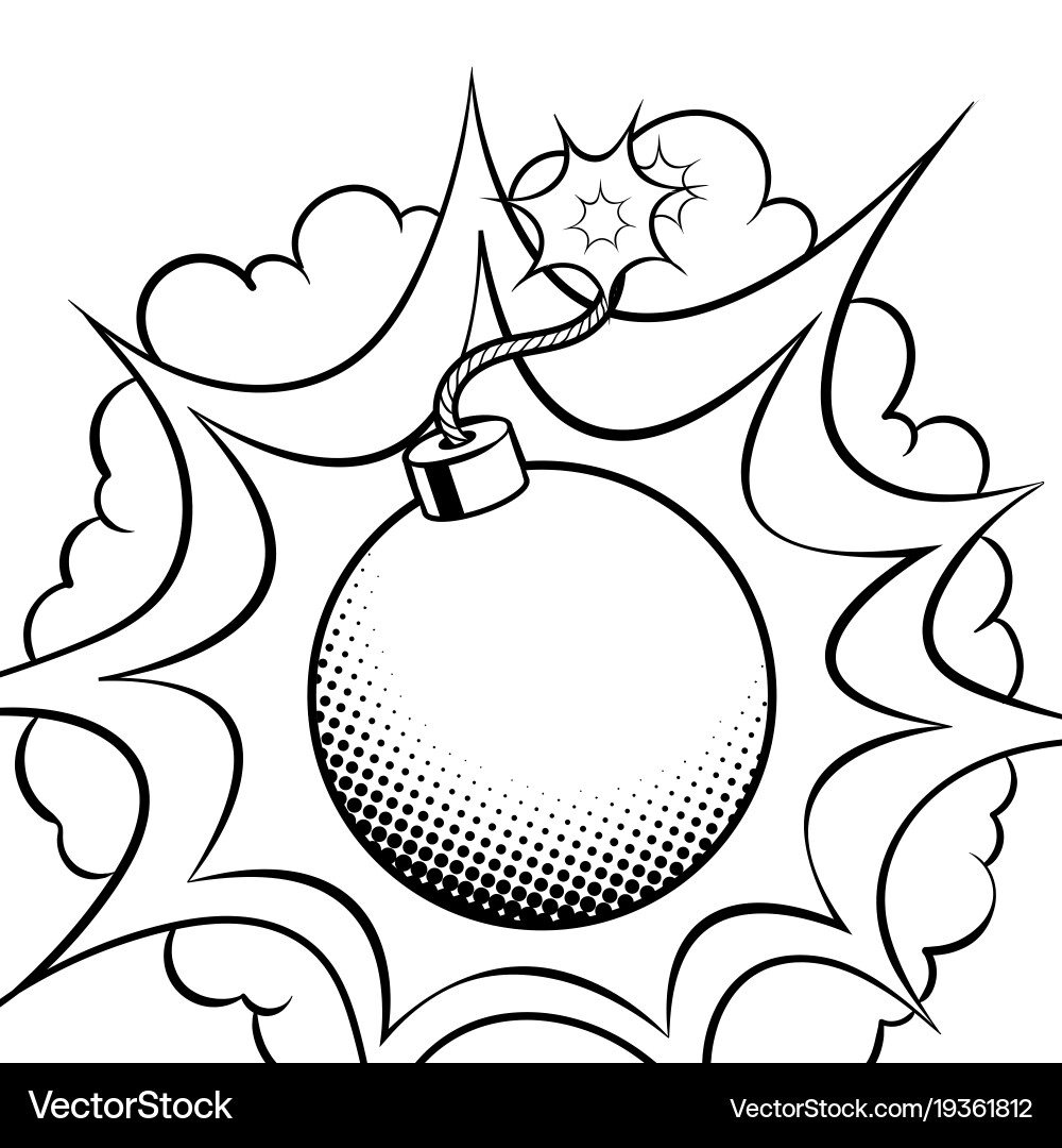Exploding Bomb Coloring Page vector image