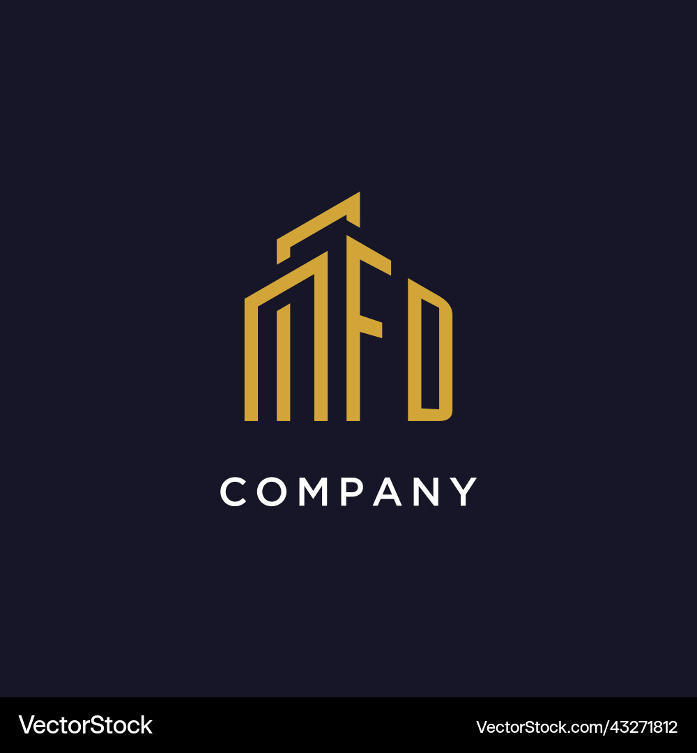 Fd initial monogram with building logo design Vector Image