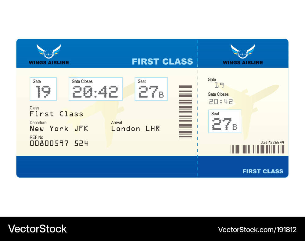 First Class Boarding Pass vector image