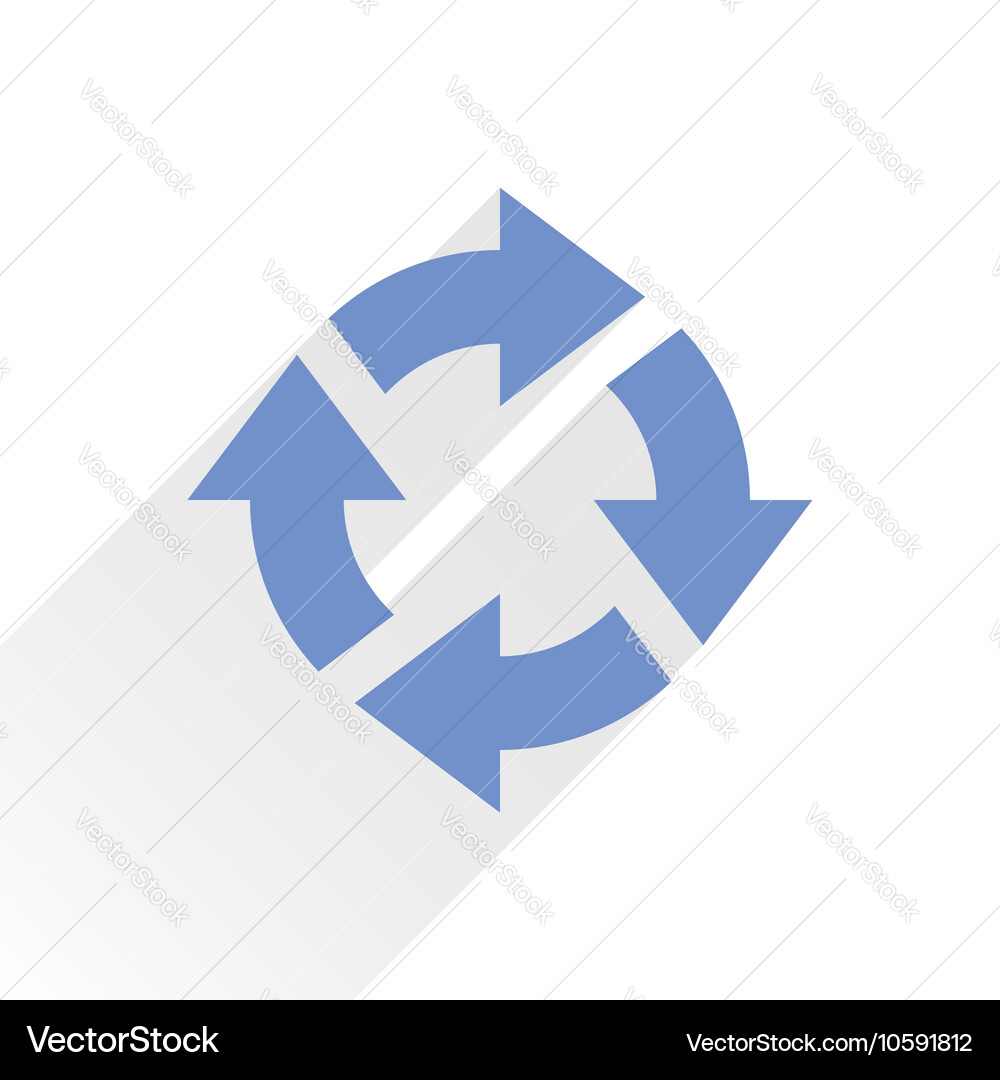 Flache blaue Pfeil-Symbol Nachladen Zeichen auf weiß Vektorbild