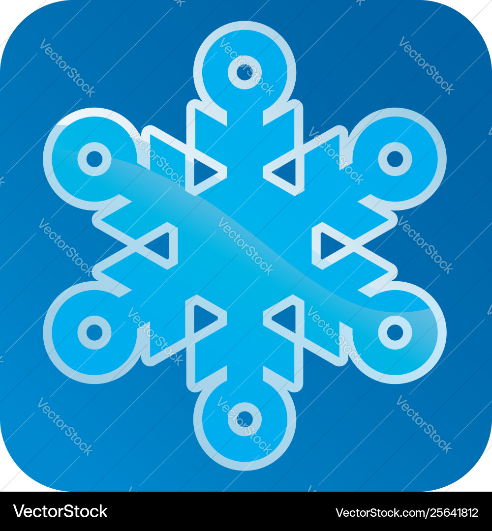 Hexagonal snowflake icon in blue with background Vector Image