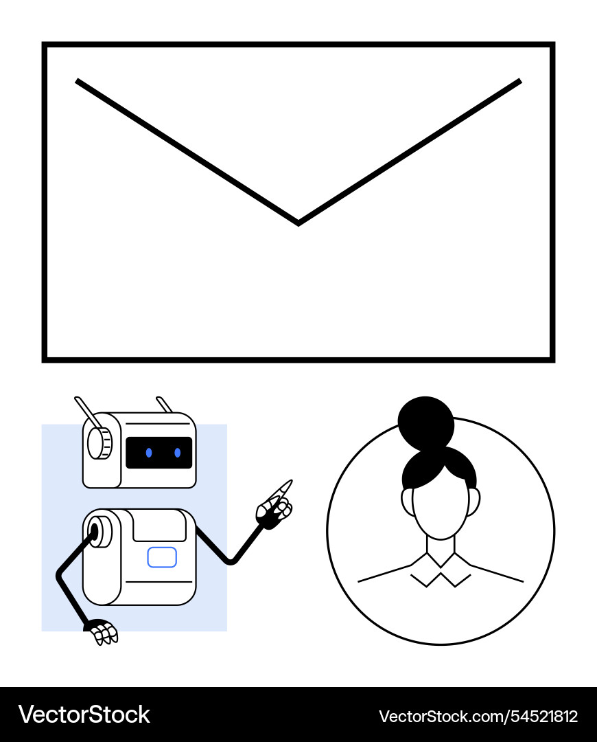 Human-robot interaction and communication concept vector image