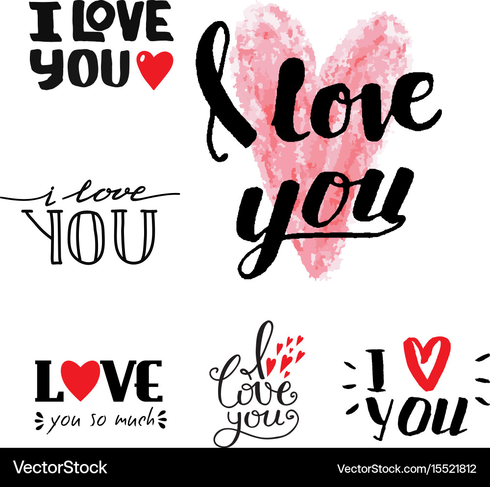 100 Mal Ich Liebe Dich Text Zum Kopieren Ich liebe dich Text Overlays Hand gezeichnet Vektorbild