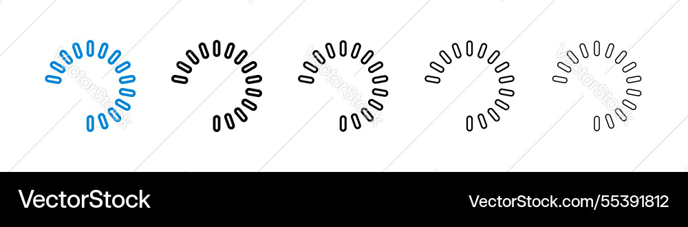 Loading icons in five different stroke sizes vector image
