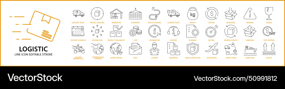 Logistic Icon Set - Line Icons vector image